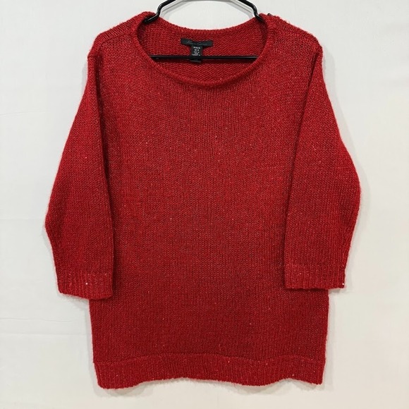 Kenneth Cole Sweaters - Kenneth Cole Sweater Womens Medium Red Metallic Knit 3/4 Sleeve Pullover